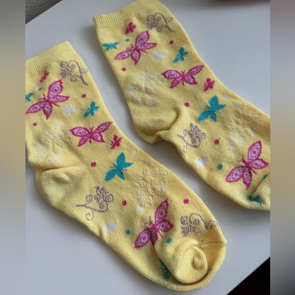 Accessories - Vintage Yellow Butterfly girly Socks ONE SIZE